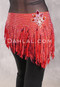 SUEZ Flirty Rhinestone Fringe Hip Wrap - Red with Lotus