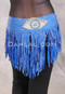 SUEZ Flirty Rhinestone Fringe Hip Wrap - Royal Blue with Evil Eye
