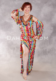 Egyptian Paillette Fringe Dress - Multi-color with Gold