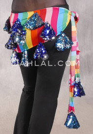 ALEXANDRIA Sassy Saidi Hip Wrap - Multi-color Stripe with Royal Blue, Blue, Silver and Black
