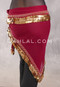 Wide Row Egyptian Coin Hip Scarf - Solid Wine with Gold