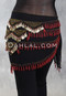 GRAND PYRAMID Egyptian Bead and Coin Hip Scarf - Black with Gold, Red and Blush
