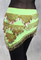 GRAND PYRAMID Egyptian Bead and Coin Hip Scarf - Lime with Gold and Multi-color