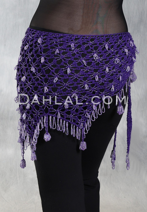 Crocheted Sparkle Hip Wrap - Purple and Lavender Iris