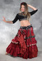 MOONLIGHT AVALON 25 Yard Silk Tiered Ruched Skirt - Rose Red, Wine, Rusty Red, Black and Light Gold
