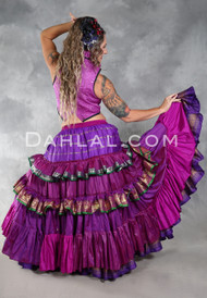 MOONLIGHT AVALON 25 Yard Silk Tiered Ruched Skirt - Purple, Magenta, Fuchsia, Green, Gold and Silver