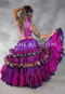 MOONLIGHT AVALON 25 Yard Silk Tiered Ruched Skirt - Purple, Magenta, Fuchsia, Green, Gold and Silver