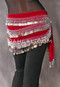 Multi-Row Egyptian Coin Teardrop Hip Scarf in Red and Silver