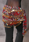 Paisley Looped Fringe Hip Scarf with Gold Beads and Coins