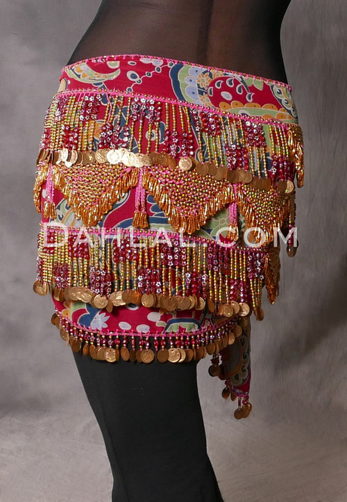 Paisley Beaded Fringe Coin Hip Scarf