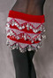 Velvet Pyramid Coin Scarf in Red and Silver