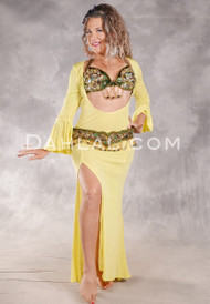 MINYA Glitter Slinky Beledi Dress by off the Nile - Lemon Ice