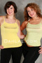 Close Up Of Yellow and Light Sage Bellydancer Tank Tops