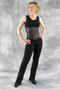 Tank unitard with mesh middle and bootcut legs