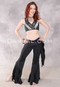 Black Dendera Pant Front View Shown with our Faux Leather Silk Brocade Top