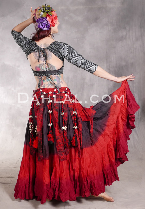 Tribal Fringe & Cowry Belt in Red and Black