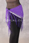 Purple and Silver FRINGED TRIANGLE SCARF with Embroidered Trim and Mirrors