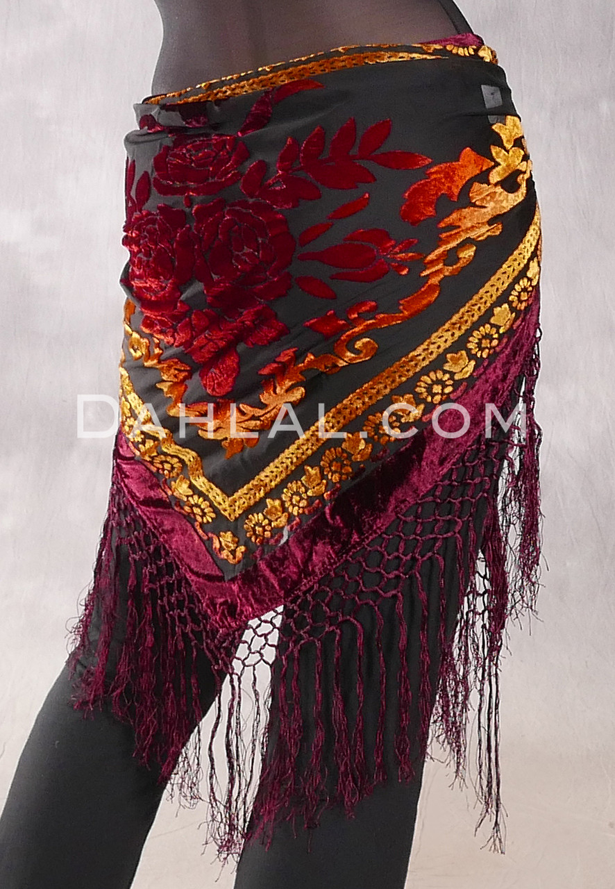 burnout velvet shawl fringe