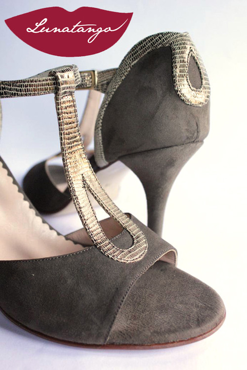 GOTA Vison Suede & Fantasy Bronze Tango Shoe in Size 38, from LUNATANGO
