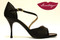 DIAGONAL Engraved Black Leather & Black Patent Tango Shoe in Size 37, from LUNATANGO