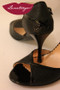 CRUX Engraved Black Leather & Black Patent Tango Shoe in Size 38, from LUNATANGO