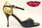 "X" Gold Leather, Black Patent & Petrol Suede Tango Shoe in Size 38, from LUNATANGO