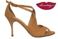 "X" English Skin Leather with Beige Heel Tango Shoe in Size 37, from LUNATANGO