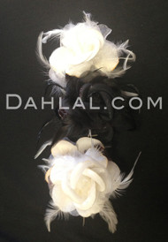 DOUBLE-FLOWER FEATHER HAIR CLIP, Belly Dance Fashion Accessory