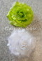 white and lime hair flower