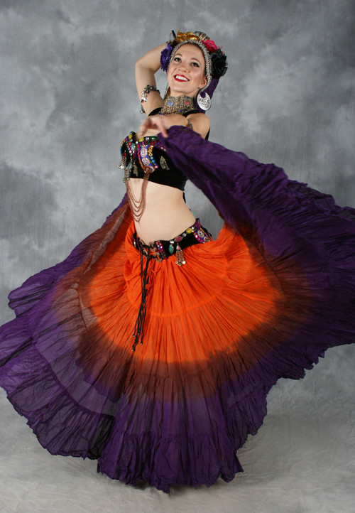 Orange, Chocolate and Purple Tribal Belly Dance Skirt