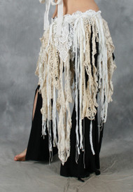 Ivory Retro Lace Fringe Tribal Belt