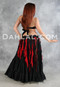 Red and Black Retro Lace Fringe Belt with 25 Yard Black Tribal Skirt