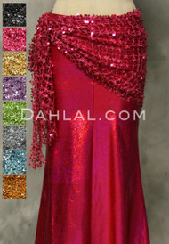 OASIS Sequined Mesh Hip Wrap In Brick for Belly Dance