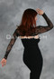 Tribal paisley black mesh belly dance and tango shrug for arm coverup.