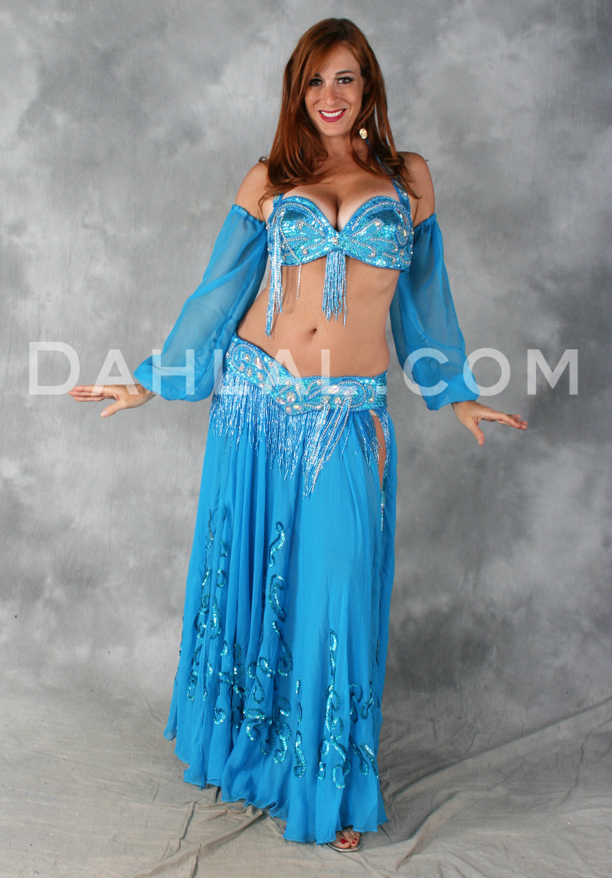 EXTRAVAGANCE Ensemble in Turquoise by Pharaonics of Egypt, Bra Size C #4,  Egyptian Belly Dance Costume
