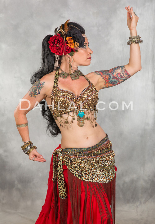 Tribal belly dance bra and belt set