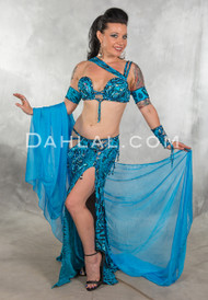 CALL OF THE WILD Egyptian Beaded Costume in Turquoise and Black