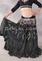 Black with Multi-Color 1 Bedouin Shawl Worn with our Black and Silver Faux Assuit Skirt and Silver Sahara Coin and Bitty Bell Belt