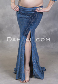 EMPRESS Blue Glitter Velvet Mermaid Skirt by Off The Nile