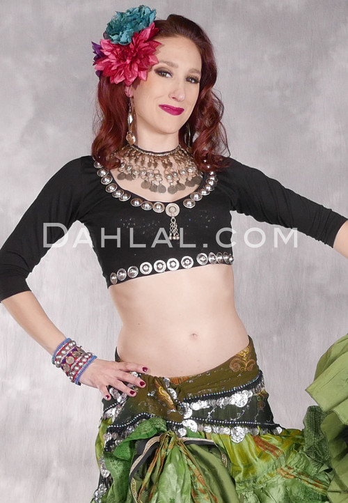 Black Choli Top with Turkoman Buttons