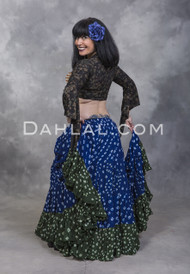Two Toned Tribal Jaipur Tiered Skirt for Belly Dance