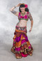 Front View with Fuchsia and Orange Ruched Tiered Sari Skirt