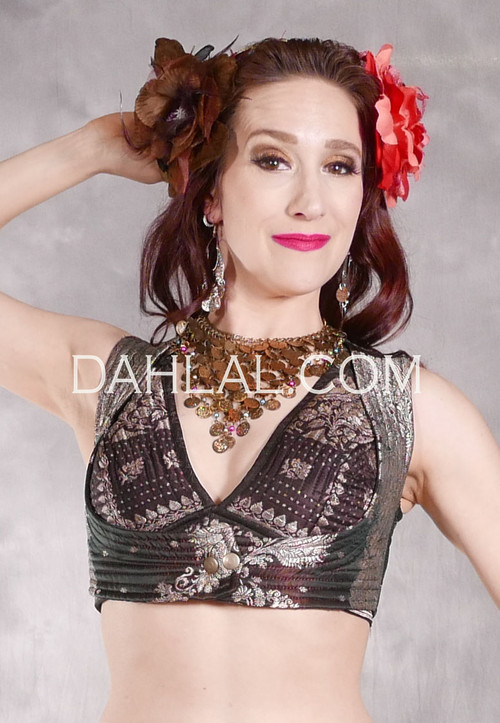 Vintage Quilted Sari Vest with Back Lacing