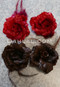 Red and Brown Mini Hair Flower Clips