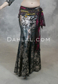 Black and Gunmetal Gilded Velvet Skirt