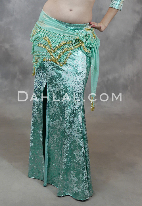 Mint Gilded Velvet Mermaid Skirt