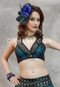 Faux Leather Trimmed Choli in Teal