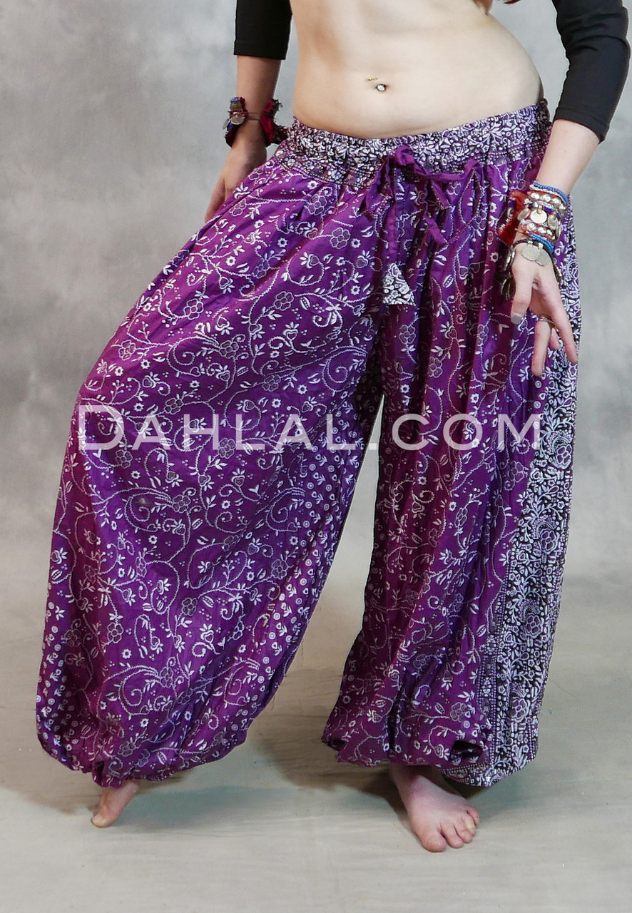 EARTHLY ESSENCE- Magenta Printed Cotton Maharani Harem Pants