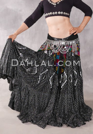 Faux Assuit Black and Silver Tribal Skirt