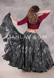 Faux Assuit 25 Yard Tribal Skirt - Black and Silver